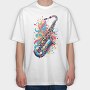 Jazz Saxophone Melody, Tricou Oversize Barbati (Unisex)