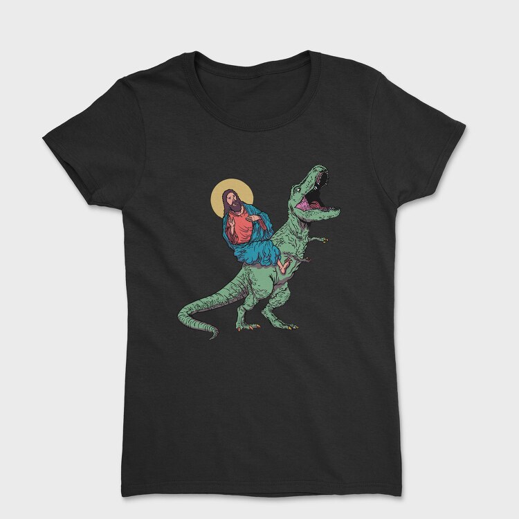 Jesus And T Rex Funny, Tricou Femei
