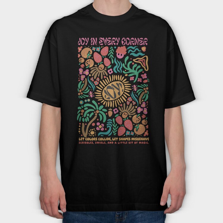 Joy In Every Corner Shapes Maximalism, Tricou Oversize Barbati (Unisex)
