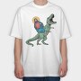 Jesus And T Rex Funny, Tricou Oversize Barbati (Unisex)