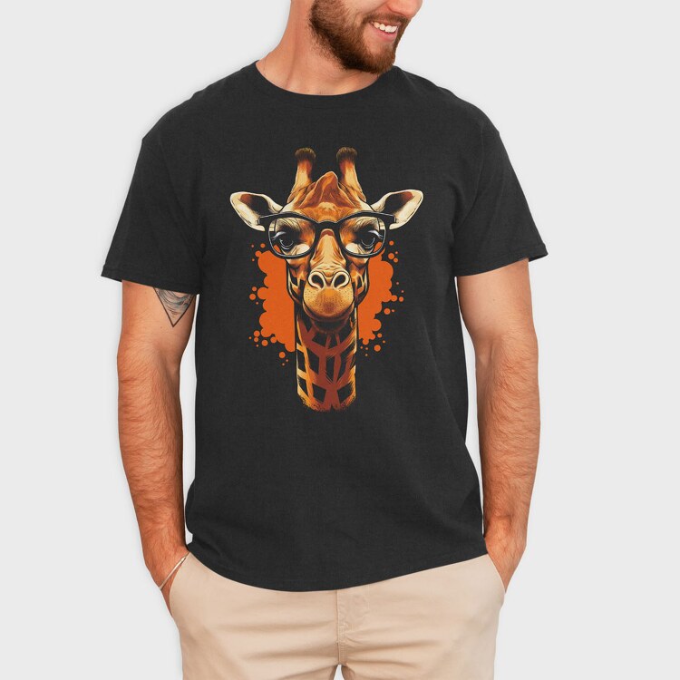 Giraffe With Glasses, Tricou Barbati (Unisex)
