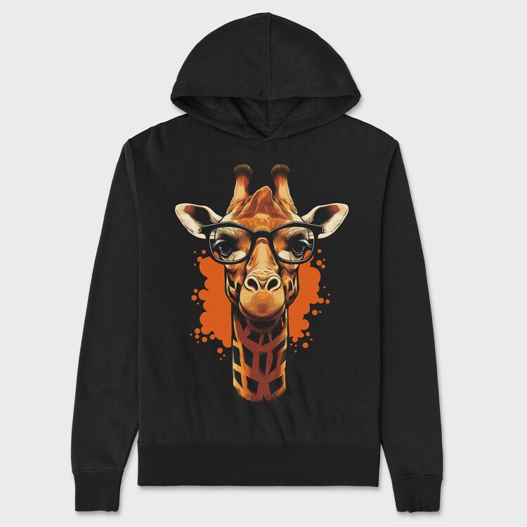 Giraffe With Glasses, Hanorac Oversize Barbati (Unisex)