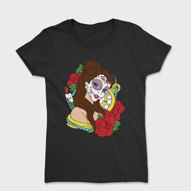 Sugar Skull Rose Clock, Tricou Femei