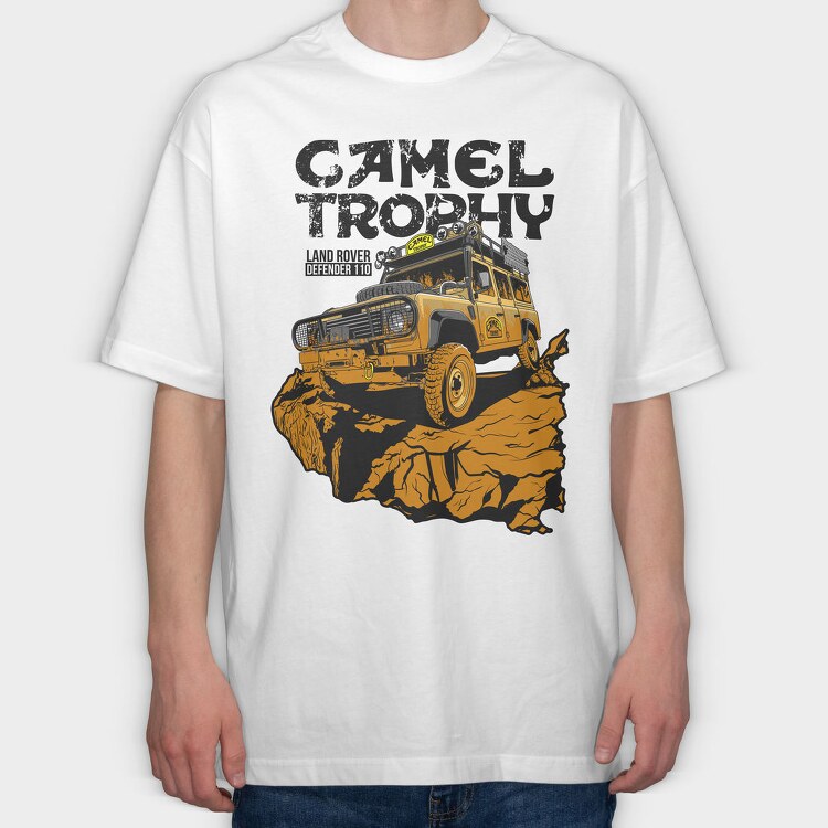 Land Rover Defender Camel, Tricou Oversize Barbati (Unisex)