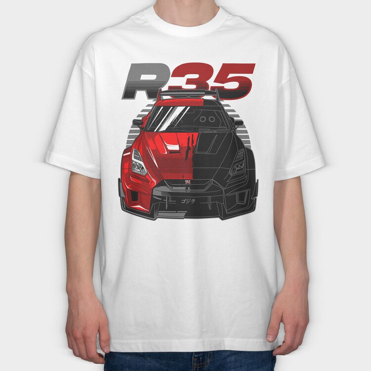 GTR R35 Liberty Walk Silhouette, Tricou Oversize Barbati (Unisex)