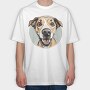Joyful Dog Portrait, Tricou Oversize Barbati (Unisex)