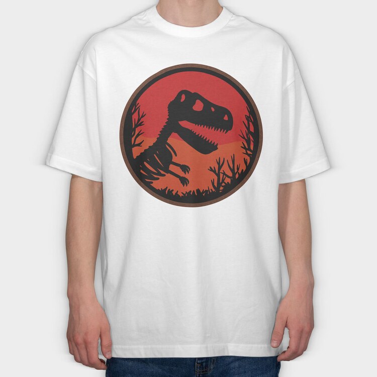 Jurassic Dinosaur Skeleton, Tricou Oversize Barbati (Unisex)