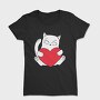 Cat Holding Heart, Tricou Femei