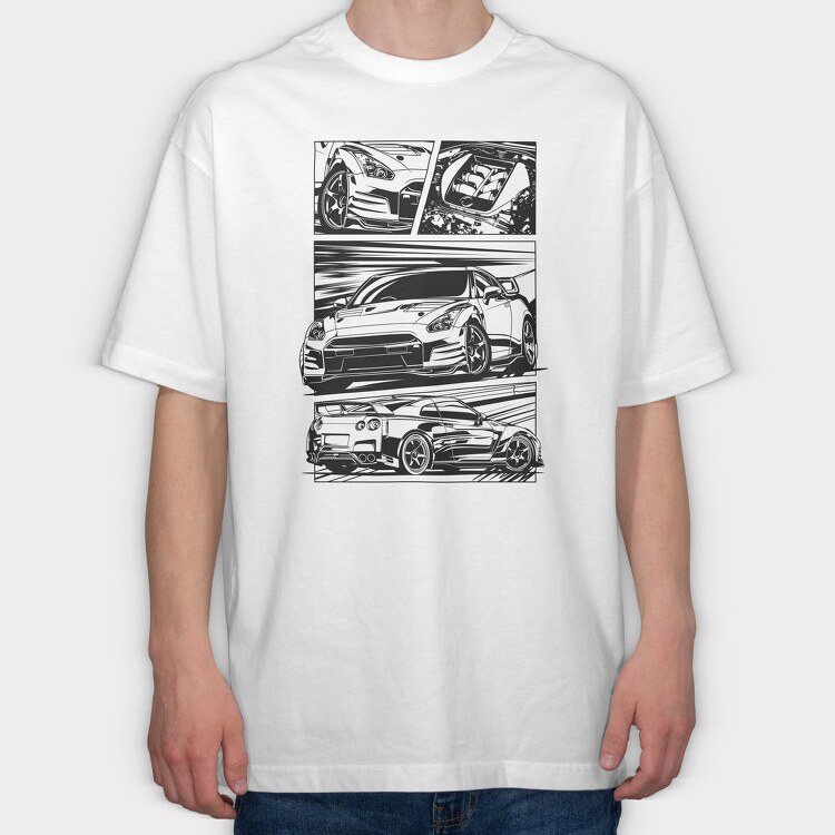 Gtr R35, Tricou Oversize Barbati (Unisex)