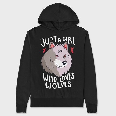 Girl Who Loves Wolves, Hanorac Oversize Barbati (Unisex)