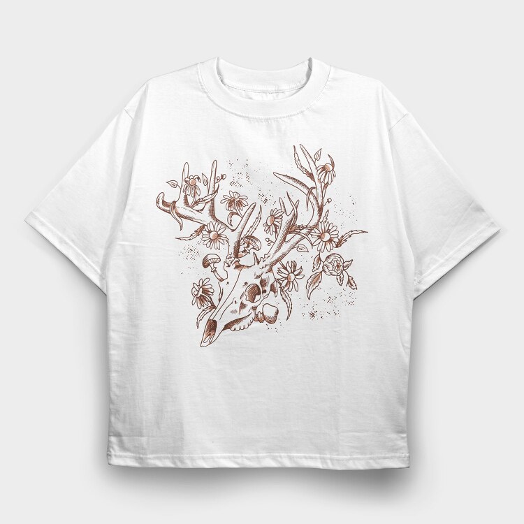 Deer Skull Nature, Tricou Oversize Barbati (Unisex)