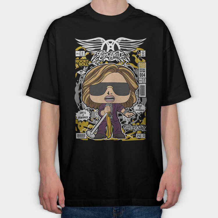 Aerosmith Rockstar, Tricou Oversize Barbati (Unisex)