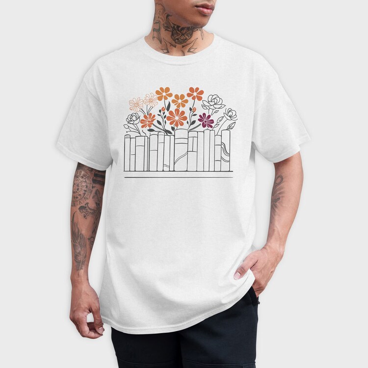 Books Flowers, Tricou Barbati (Unisex)