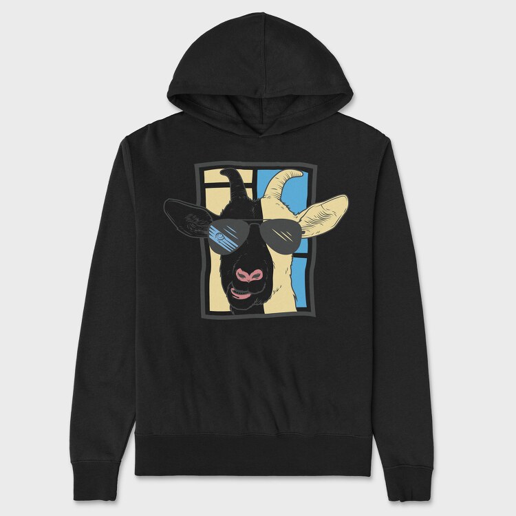 Goat With Sunglasses, Hanorac Oversize Barbati (Unisex)