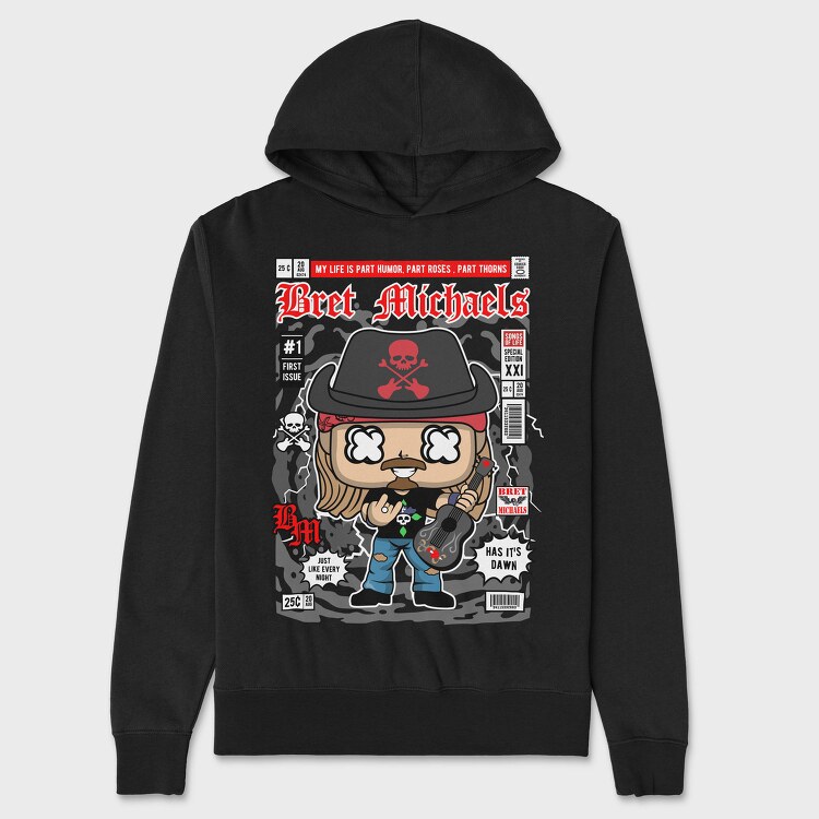 Brets Rockin Skull Guitar, Hanorac Oversize Barbati (Unisex)