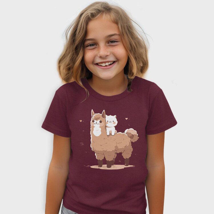 Cute Lama and Cat, Tricou Copii