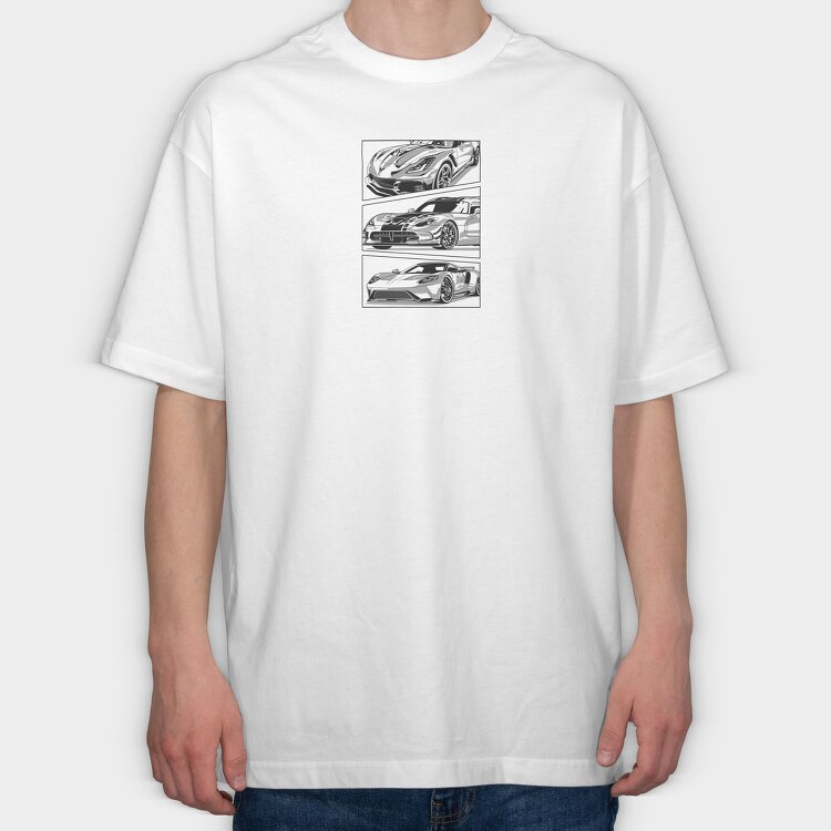 AMERICAN SUPER CAR, Tricou Oversize Barbati (Unisex)
