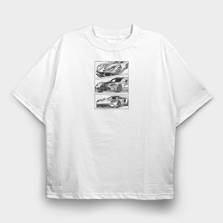 AMERICAN SUPER CAR, Tricou Oversize Barbati (Unisex)
