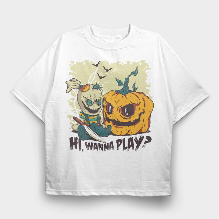 Wanna Play Halloween, Tricou Oversize Barbati (Unisex)