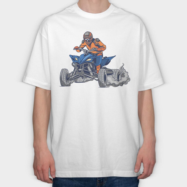 Quad Bike Illustration, Tricou Oversize Barbati (Unisex)