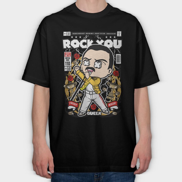 Freddie Rockstar, Tricou Oversize Barbati (Unisex)
