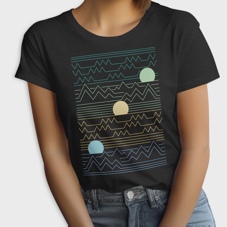 Lineart Sunset Landscape, Tricou Femei