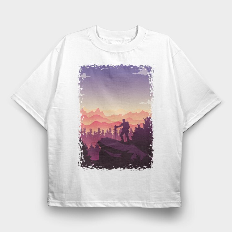 Poster Hiking, Tricou Oversize Barbati (Unisex)