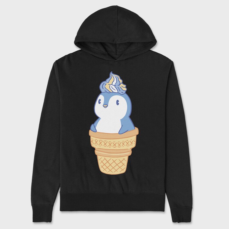 Cute Penguin Ice Cream, Hanorac Oversize Barbati (Unisex)