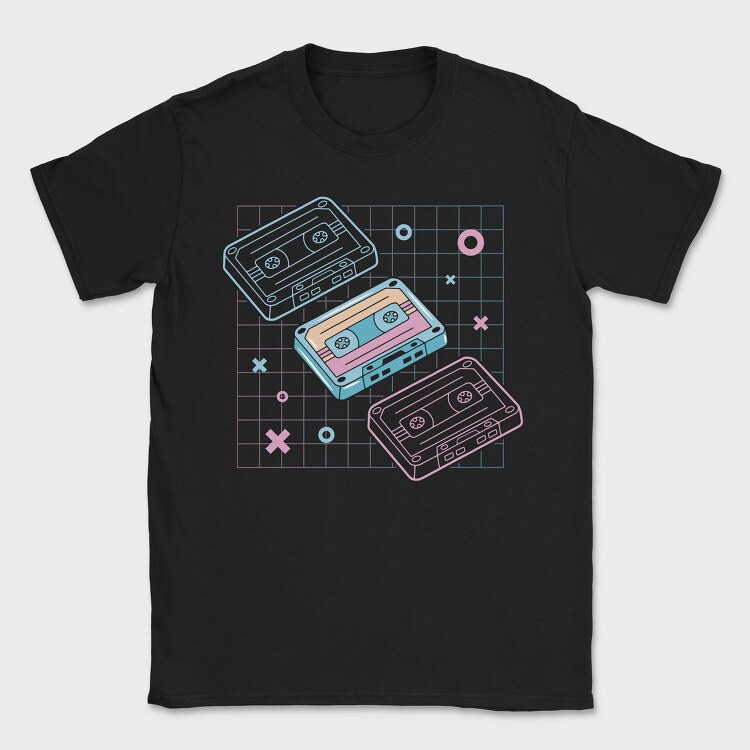 Cassette Tape Music Vaporwave Electronics, Tricou Barbati (Unisex)