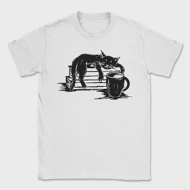 Cat And Coffee, Tricou Barbati (Unisex)