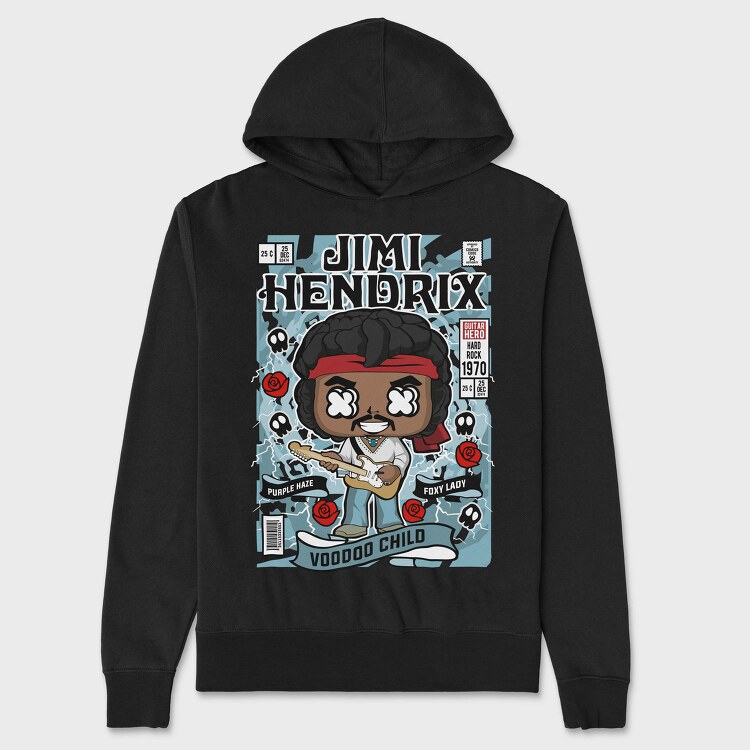 Jimi Hendrix Rock Star, Hanorac Oversize Barbati (Unisex)