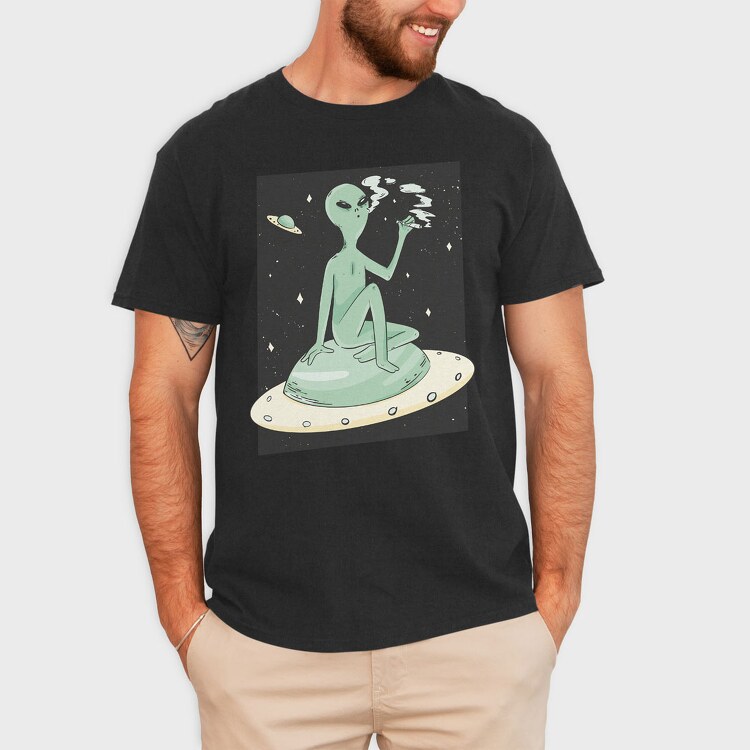 Marijuana Weed Alien, Tricou Barbati (Unisex)