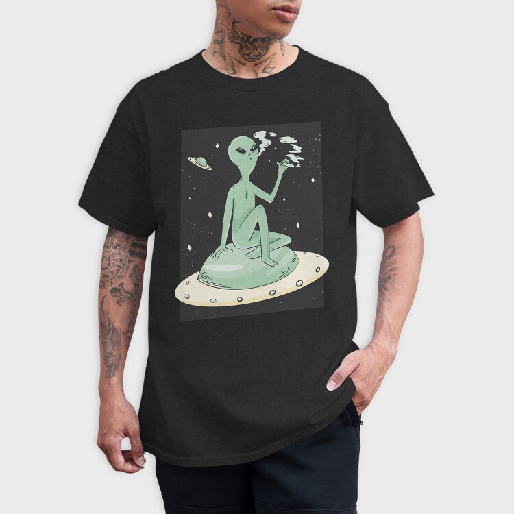 Marijuana Weed Alien, Tricou Barbati (Unisex)