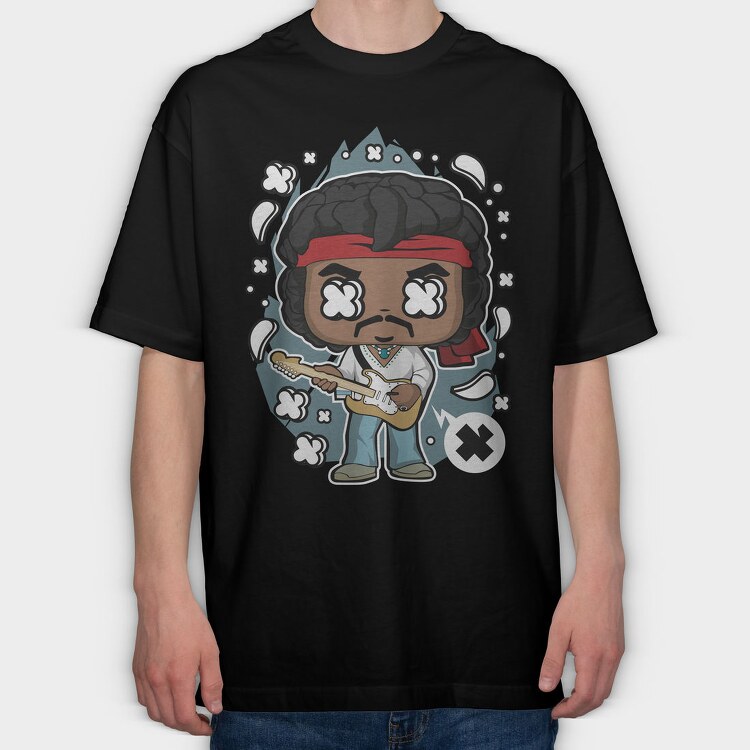 Jimi Guitar Hero, Tricou Oversize Barbati (Unisex)