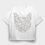 Cat Christmas Lights Silhouette With, Tricou Oversize Barbati (Unisex)