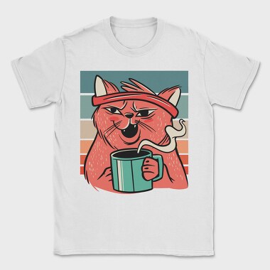 Cat Drinking Coffee (2), Tricou Barbati (Unisex)
