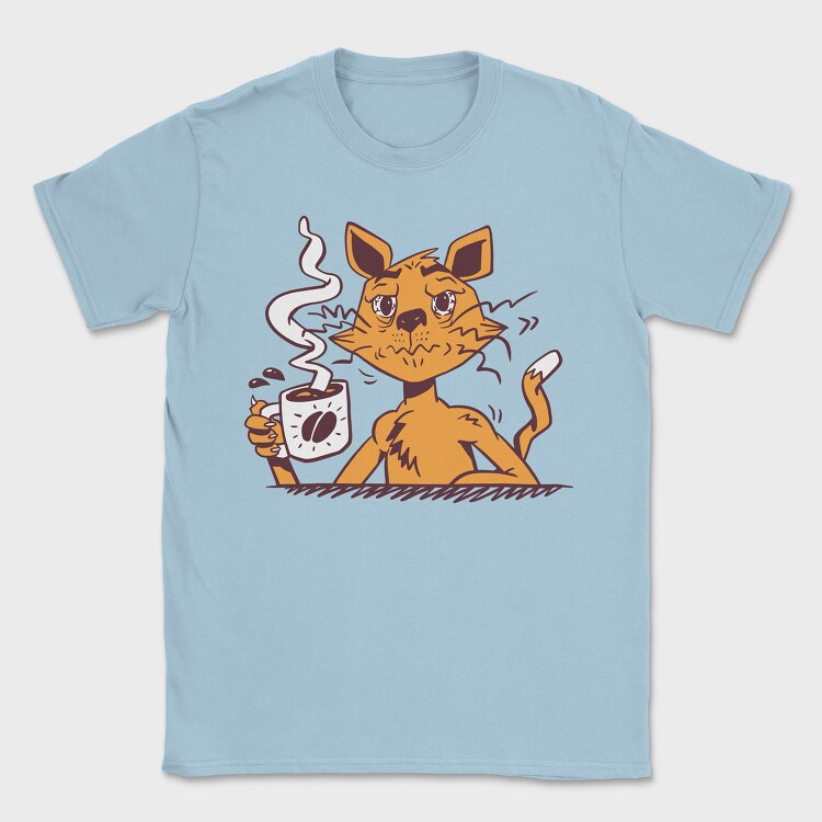 Cat Drinking Coffee, Tricou Barbati (Unisex)