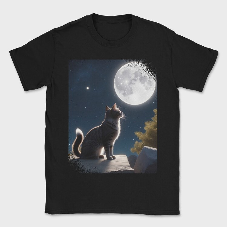 Cat Gazing At The Moon, Tricou Barbati (Unisex)