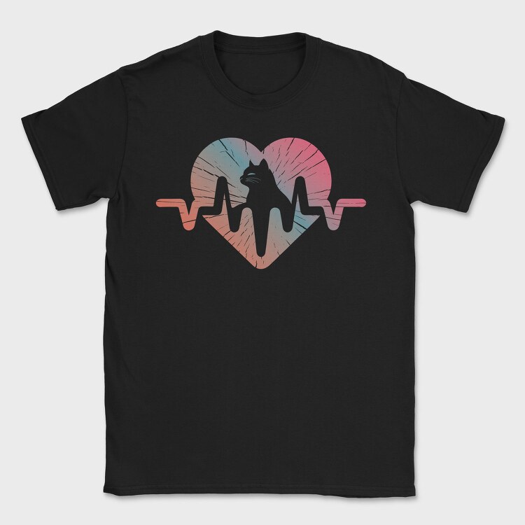 Cat Heartbeat Gradient, Tricou Barbati (Unisex)