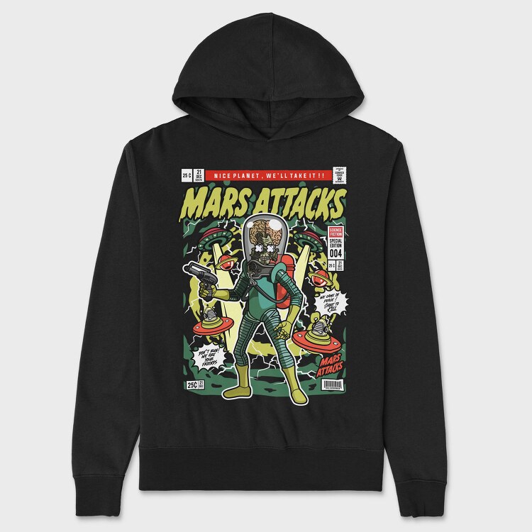 Mars Attack Alien, Hanorac Oversize Barbati (Unisex)