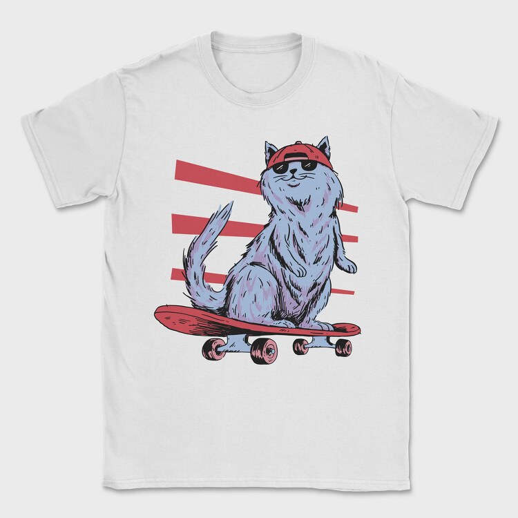 Cat In Skateboard Skate, Tricou Barbati (Unisex)