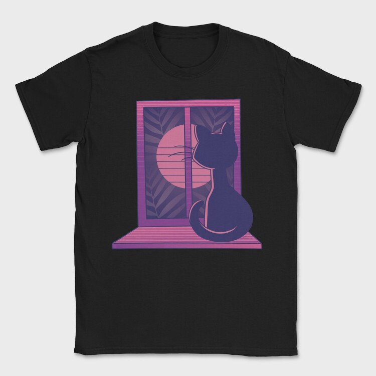 Cat In Window, Tricou Barbati (Unisex)
