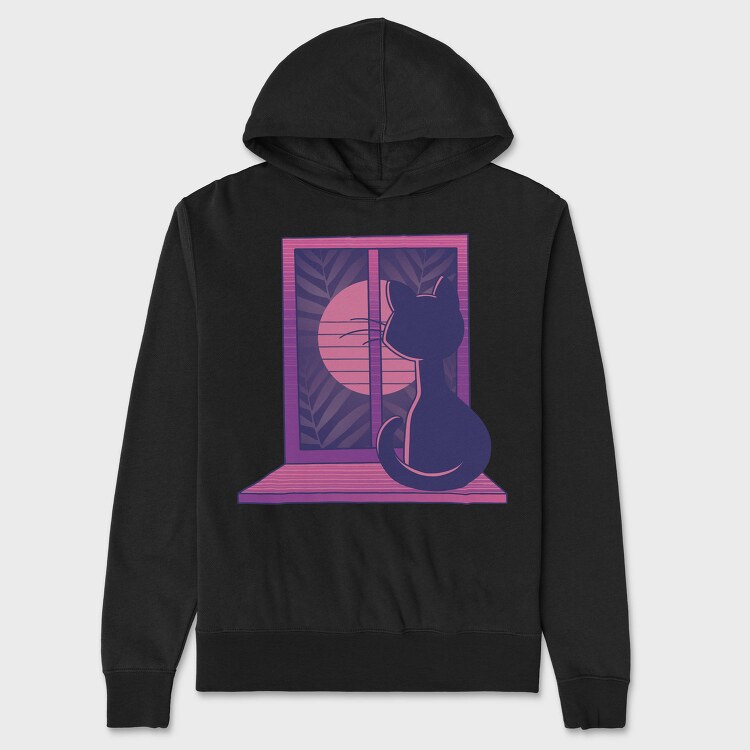 Cat In Window, Hanorac Oversize Barbati (Unisex)
