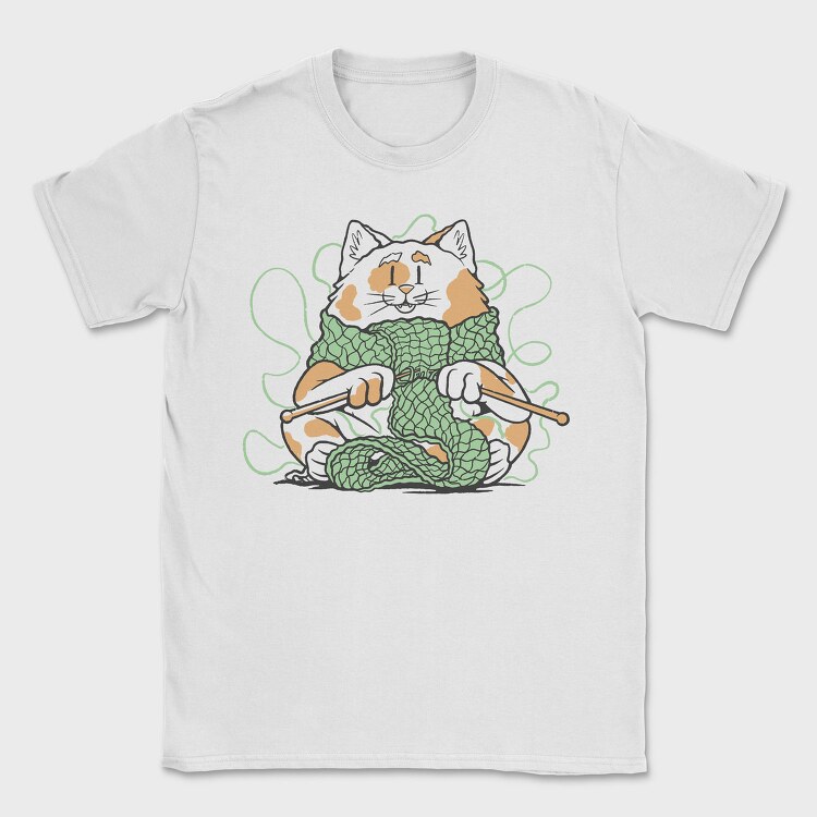 Cat Knitting Scarf Weave, Tricou Barbati (Unisex)