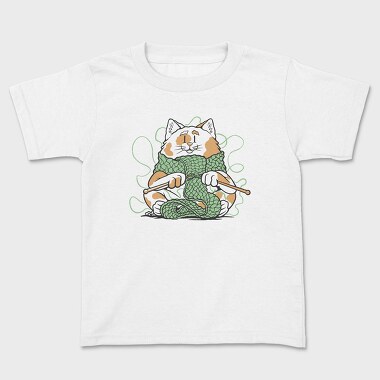 Cat Knitting Scarf Weave, Tricou Copii