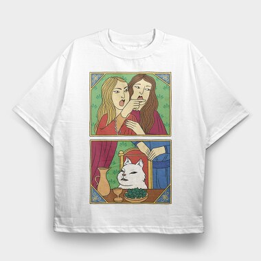 Cat Meme In Ottoman Style, Tricou Oversize Barbati (Unisex)