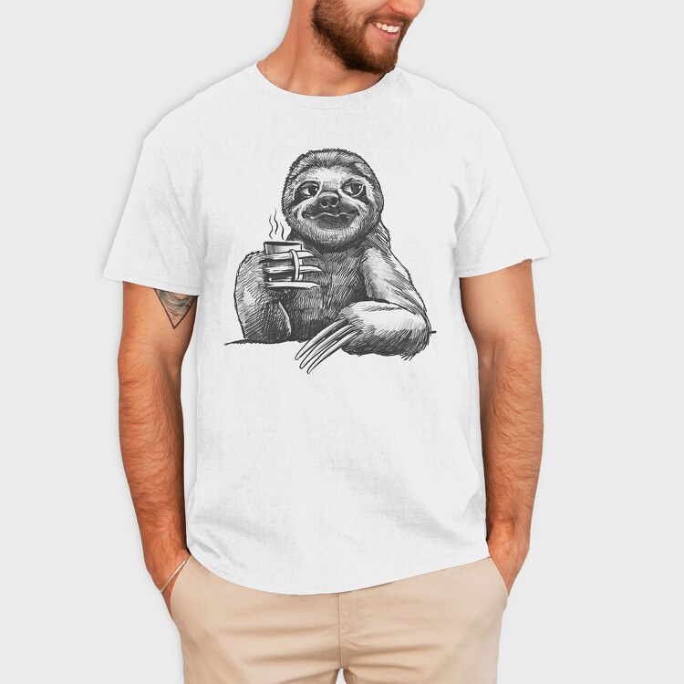 Sloth Sketch Coffee, Tricou Barbati (Unisex)