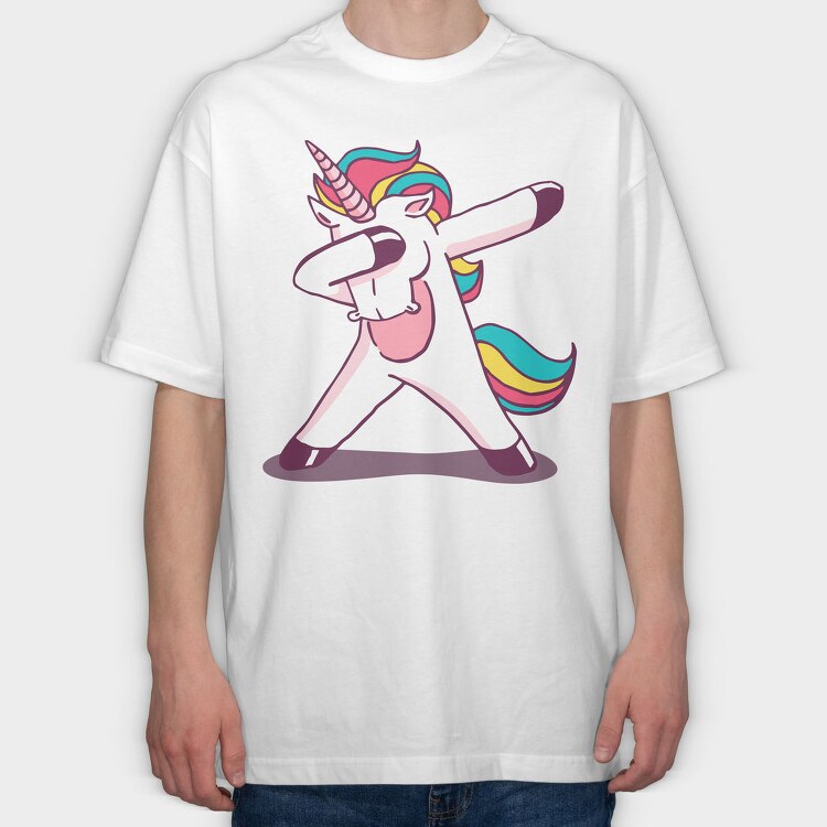 Dab Animal Comics Unicorn, Tricou Oversize Barbati (Unisex)