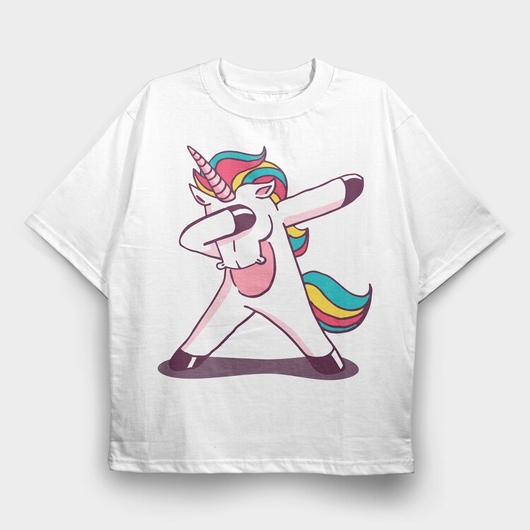 Dab Animal Comics Unicorn, Tricou Oversize Barbati (Unisex)