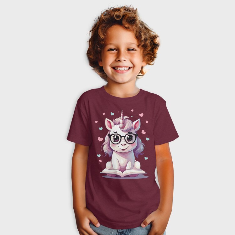 Cute Unicorn Reading, Tricou Copii